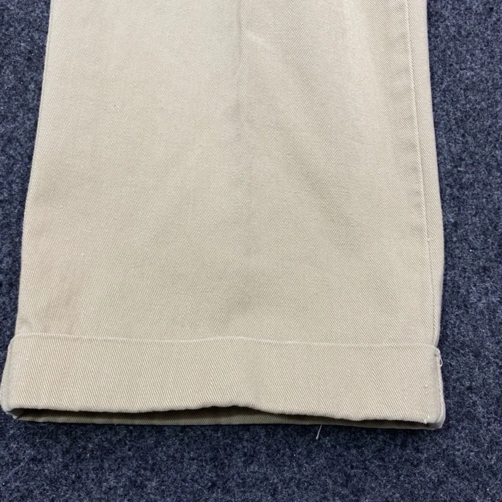 Calvin Klein Chinos Men 34 Tan Pleated Cuffed Cotton Trousers PMB7968